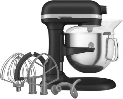 KitchenAid KSM70SK 7 Quart Bowl Lift Stand Mixer with Double Flex Edge Beater& KSMMGA Metal Food Grinder Attachment, Silver - Image 3